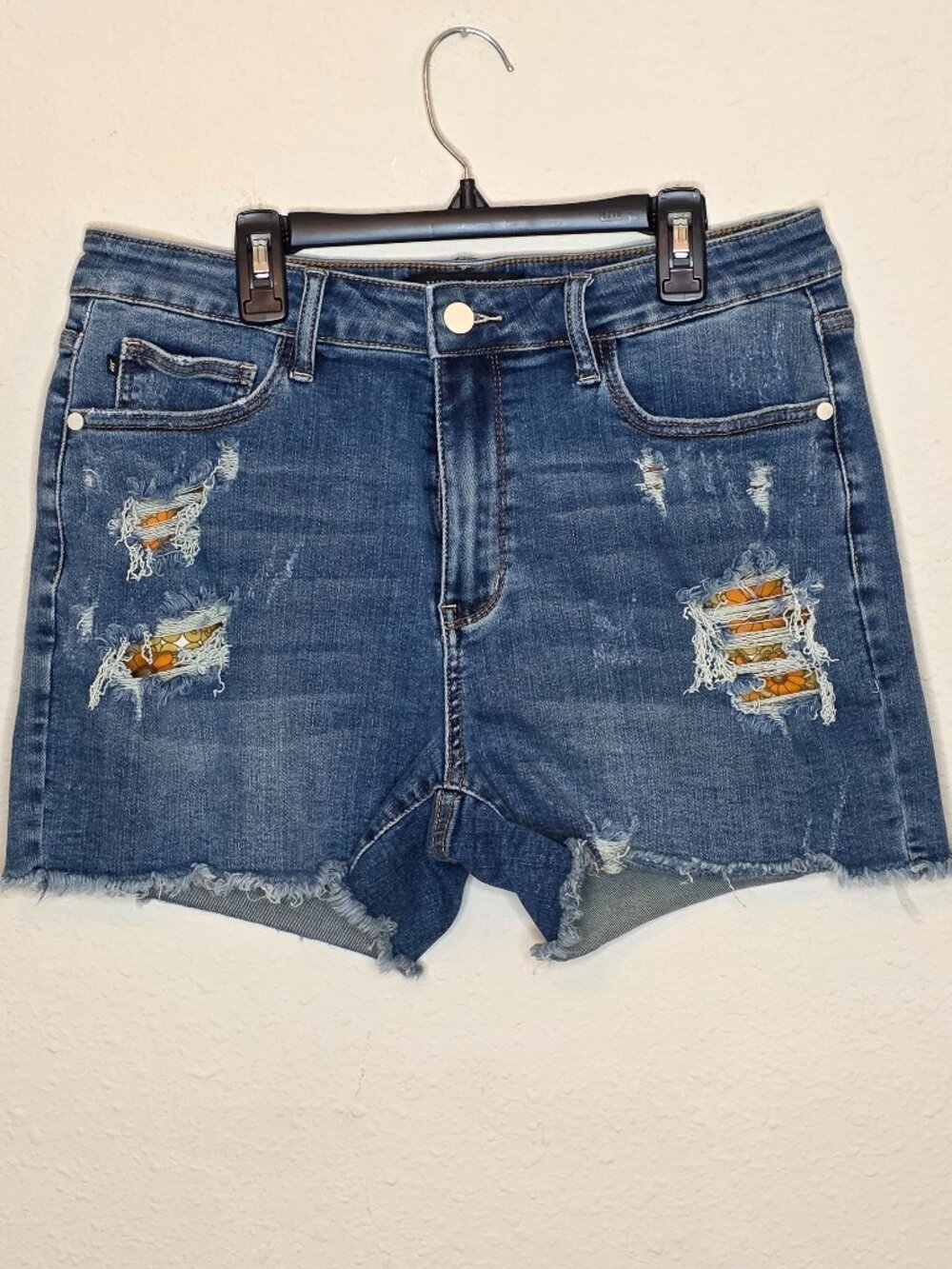 Judy Blue Distressed, High Waist Denim Shorts, Juniors Size Large